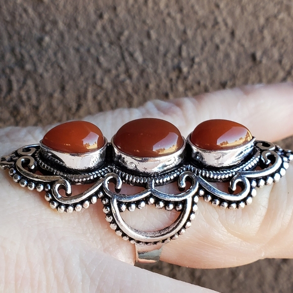 New Amazing Carnelian 925 Silver Statement Ring. - Picture 16 of 16